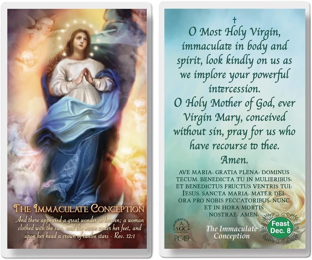 Immculate Conception Laminated Prayer Cards pack of 20