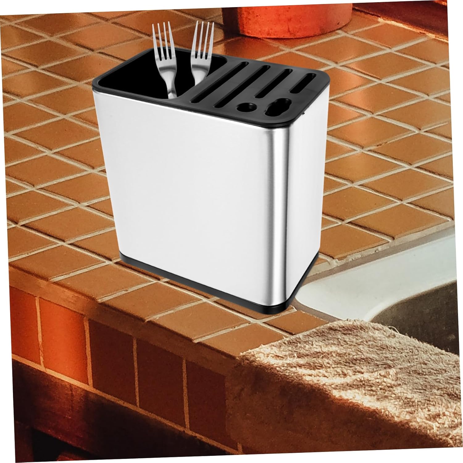 Cabilock Kitchen Utensil Holder Rotating Design Organized Storage for Cutters Chopsticks and Spoons for Home Kitchens and Restaurants