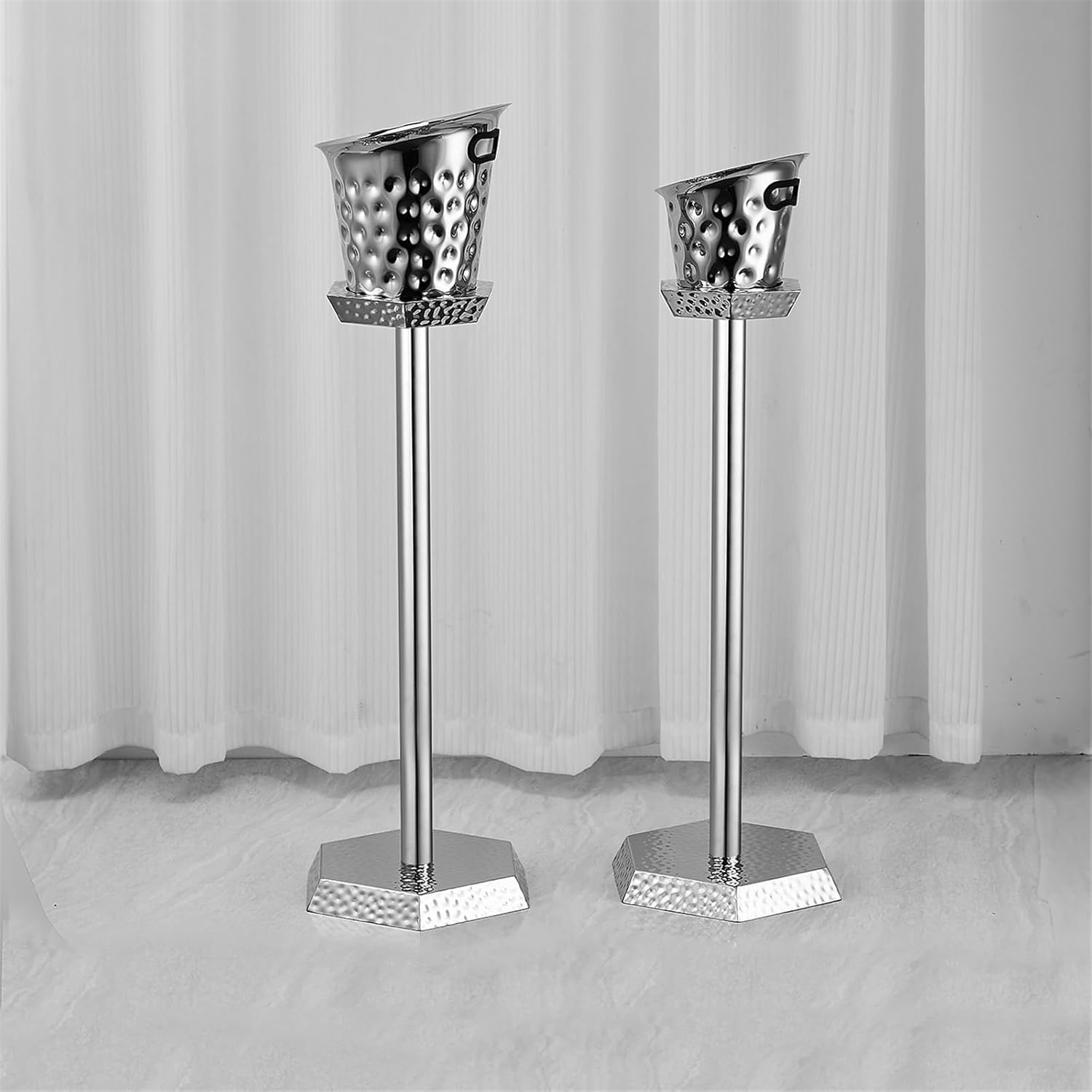 Ice Bucket Stainless Steel Ice Bucket With Stand Cube Container For Party Bar Ktv Bbq Home Drinks and Wine Cooler(Large)