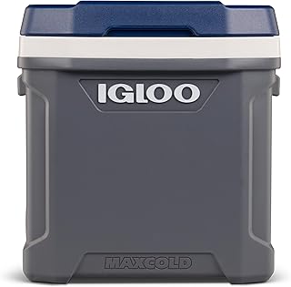 IGLOO Maxcold 62 Roller Kühlbox, 58 Liter, Grau - Große, Robuste Kühlbox für Camping, Arbeit, Freizeit und Festivals