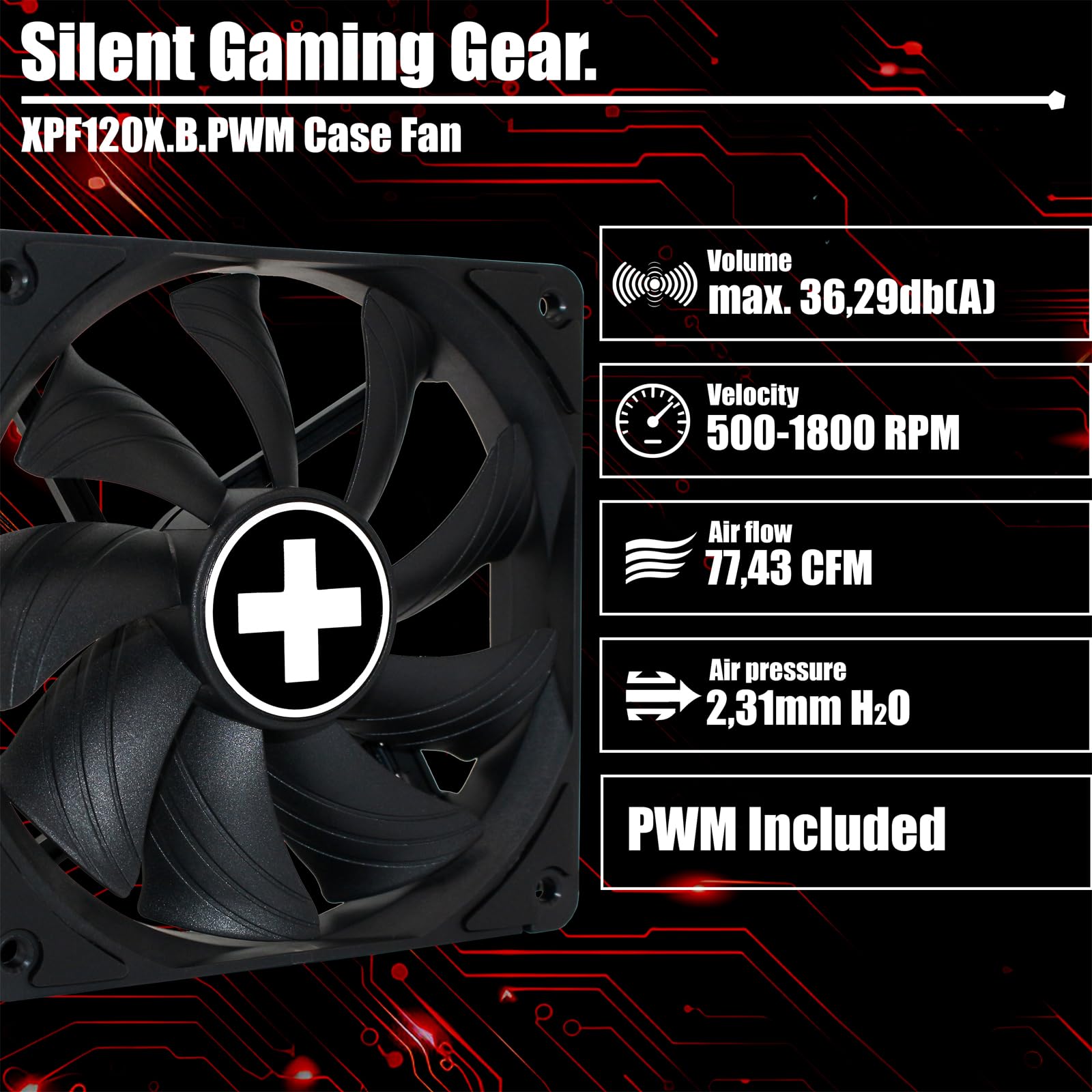 PC- Caselüfter XILENCE Performance X Serie Fan 120 mm, XPF120X.B.PWM
