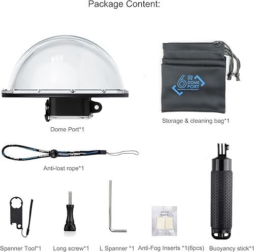 Miniatura 9 de Cúpula para DJI OSMO Action 1 Cámara 147 pies, impermeable, carcasa de puerto de cúpula subacuática 5050 HD, fotografía con mango flotante,