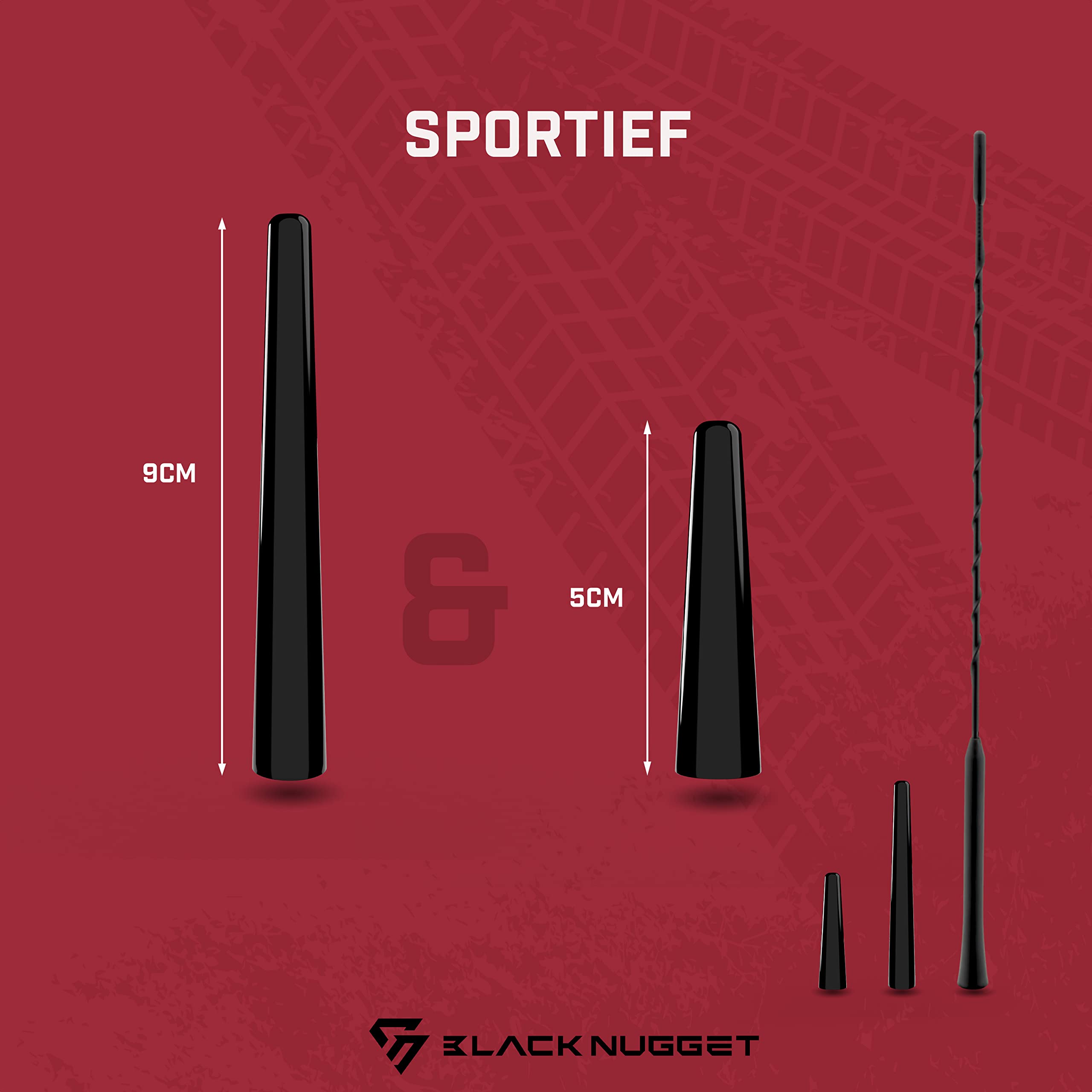 RPS 5.5cm Short Black Aluminum Antenna – Universal Fit For Most Cars