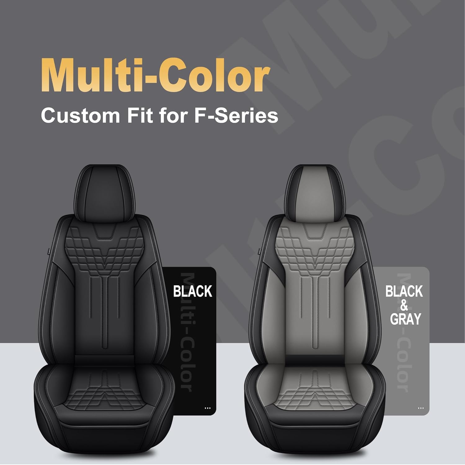 Toyota Tacoma 2024 2025 2026 Seat Covers Faux Leather Truck Seat Covers Full Set Pick-up Double Cab SR,SR5,TRD Sport,TRD Off-Road,Fully Covered Car Seat Protector(5 Seats, Black&Gray)