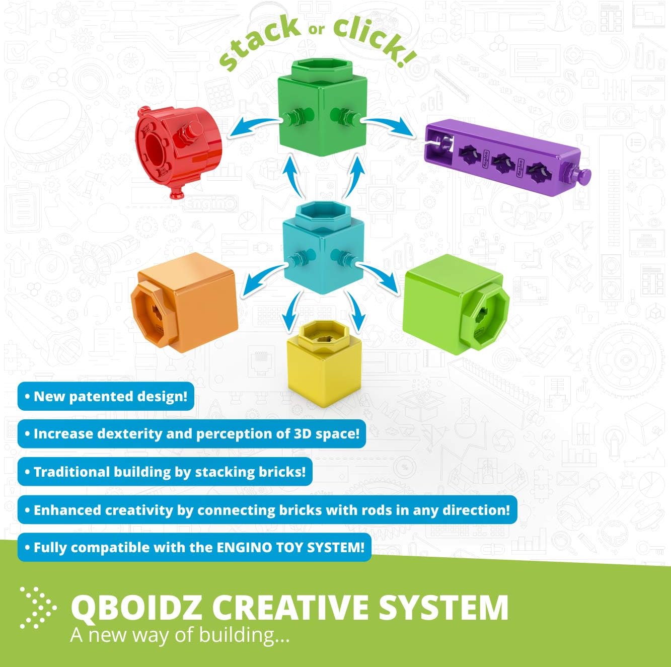 ❤ Crаzу Dеаlѕ Engino - Classroom & Makerspace Solutions | STEM Qboidz Set - STEM Learning Activities - Stackable Blocks (90 Model Options) | Perfect for Home Learning, Multi