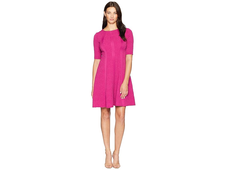 

Gabby Skye Knit Seam Down Fit and Flare (Fuchsia) Women's Dress