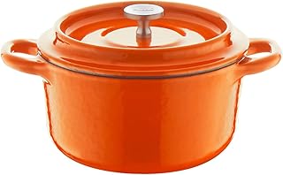 034241 Cast Iron Roasting Pan with Cast Iron Lid, 10 cm, Orange