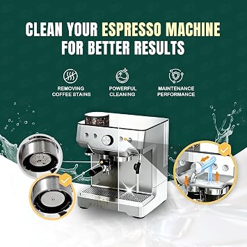 Espresso Machine Cleaning Tablets Coffee Machine Cleaner Compatible with Breville Barista Express, Gaggia, Delonghi, Jura, Philips 16 tabs Convenient removes coffee oils