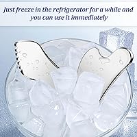 Vista 3 de Herramienta facial de raspado de acero inoxidable para esculpir la mandíbula y drenaje linfático descongestivo, herramienta de masajeador facial