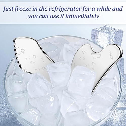 Miniatura 3 de Herramienta facial de raspado de acero inoxidable para esculpir la mandíbula y drenaje linfático descongestivo, herramienta de masajeador facial