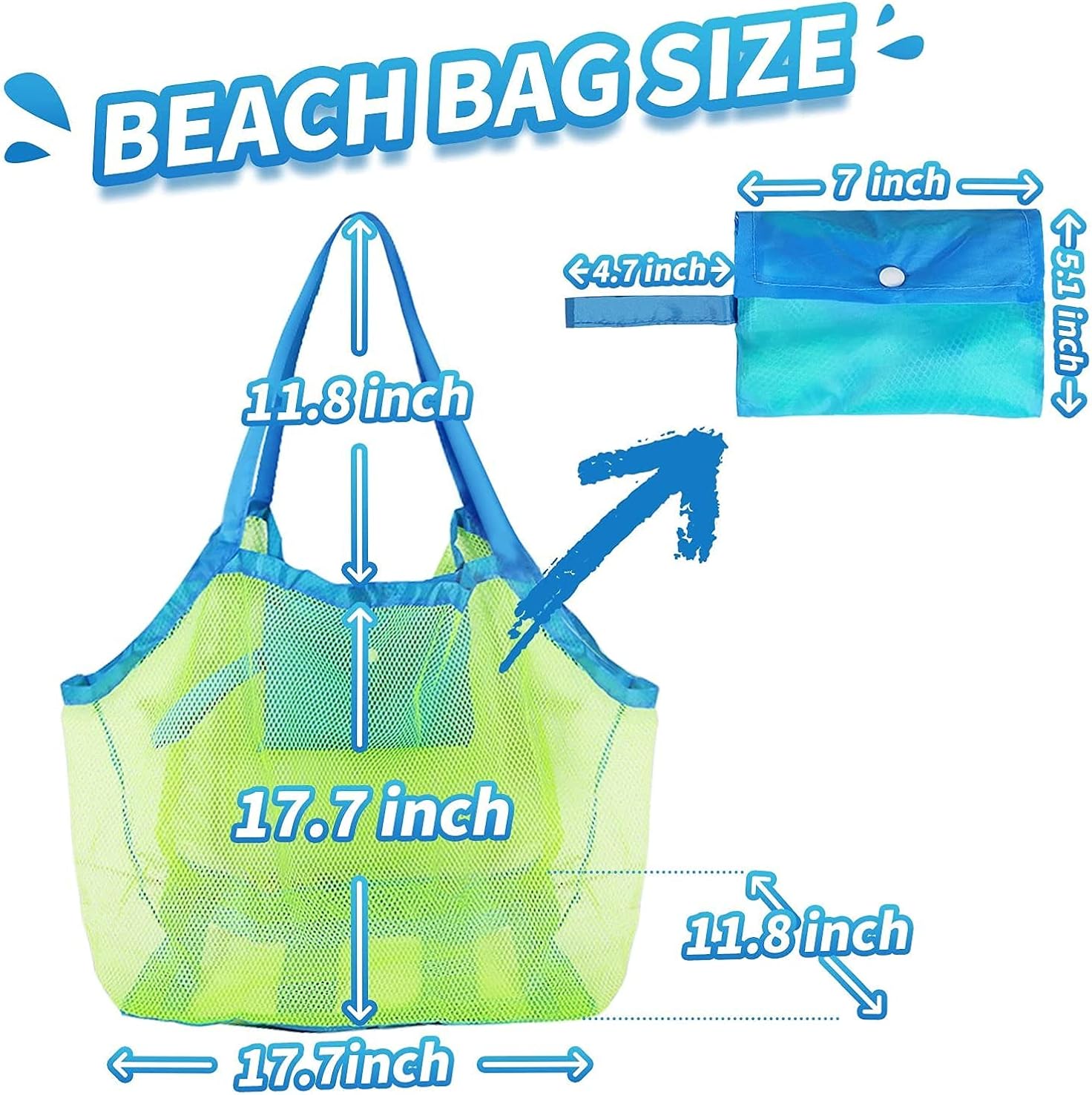 Mesh Beach Toys Bag, Extra Large Beach Accessory, Lightweight & Durable Mesh Beach Bag and Tote for Traveling & Vacationing, Foldable & Washable Large Mesh Beach Bag for Children's Toys XL : Toys & Games