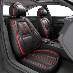 ASLONG 5PCS 2025 Front and Back Car Seat Covers Auto Interior Accessories with Water Proof Nappa Leather for