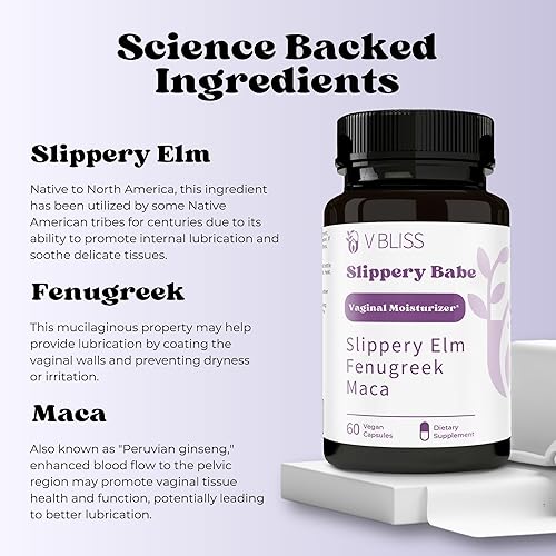 Miniatura 3 de V Bliss Slippery Babe Vaginal Moisturizer Capsules Relieves Vaginal Dryness with Organic Slippery Elm Bark, Fenugreek, & Maca Vaginal Wetness
