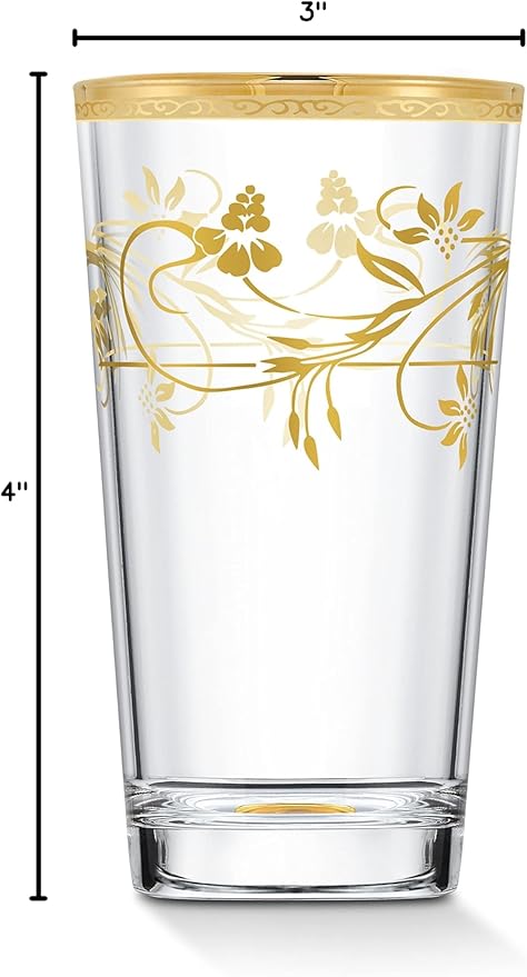 WORLD GIFTS Juego de 4 Vasos de Cristal Rosalia Floral Elegante 11 oz miniatura 3