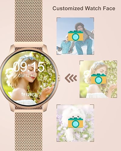 Miniatura 6 de GRV Reloj inteligente compatible con iPhone y teléfonos Android IP68 impermeable, reloj redondo para hombres y mujeres, reloj inteligente, monitor