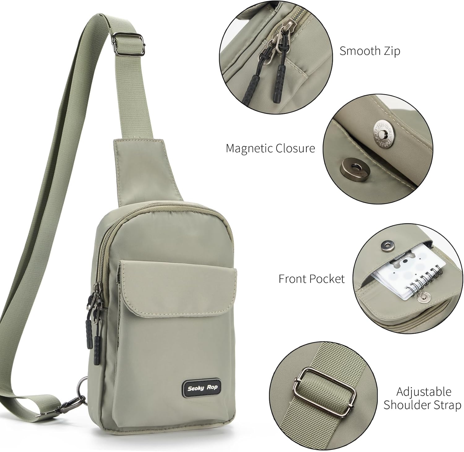 Seoky Rop Small Crossbody Bags for Women Men Nylon Water Resistant Sling Bag for Running Workout Travel - Image 5