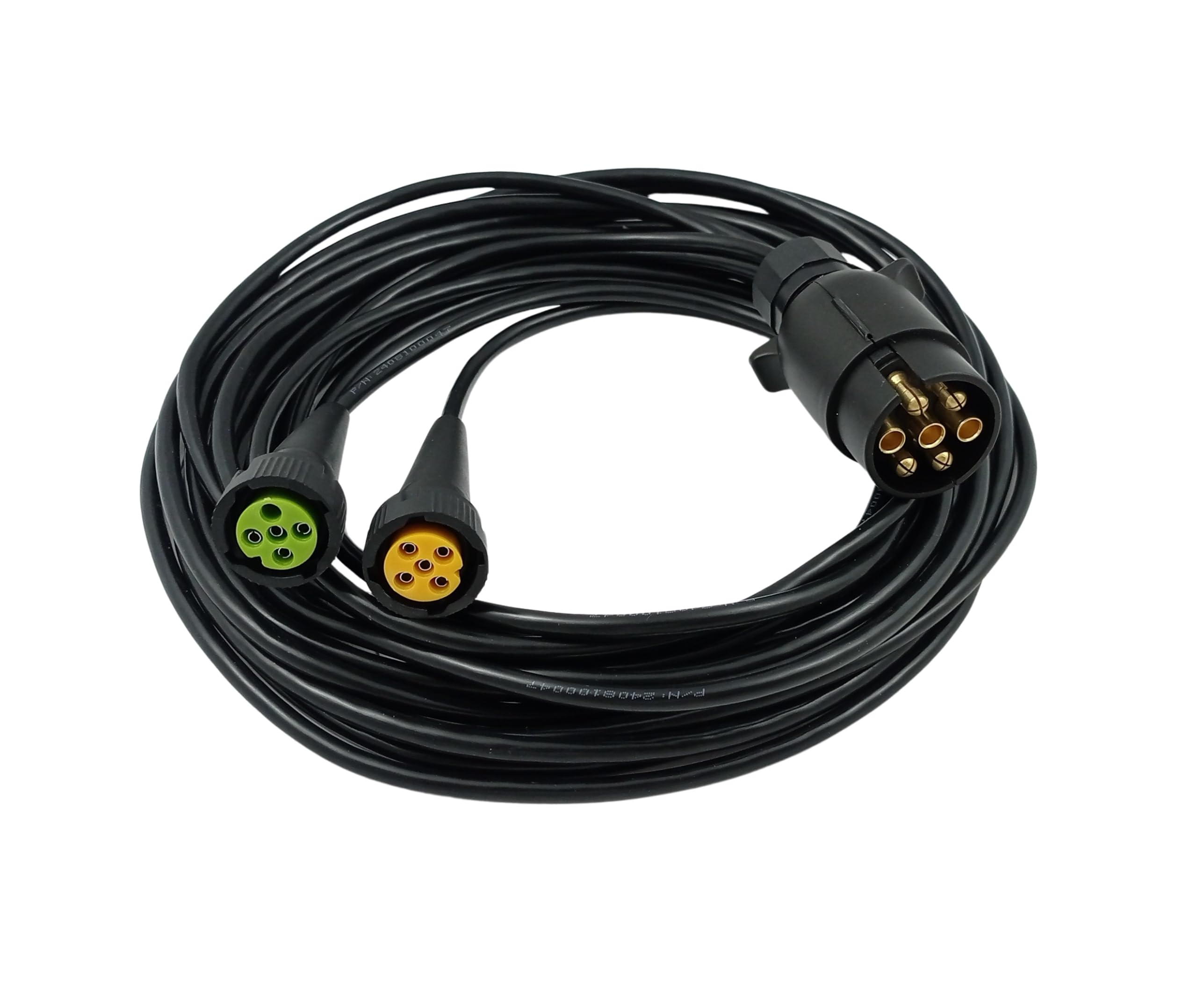 Generisch Câble de remorque, 7 broches, 3,5 m, avec connexion à baïonnette, jeu de câbles, pré-câblé, pour remorque, camion, voiture, noir