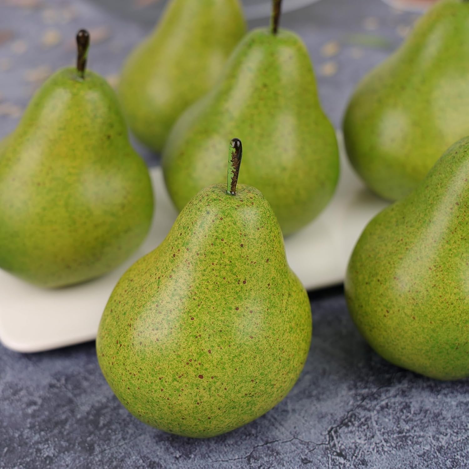 Gresorth 6pcs High Grade Fake Green Pear Decoration Artificial Realistic Fruit Simulation for Home Party Holiday Christmas Display