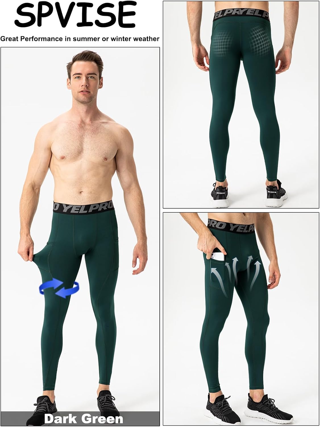 SPVISE Men's Compression Pants Cool Dry Athletic Leggings Workout Running Tights Active Spandex Sports Base Layer Yoga Pants - Image 2