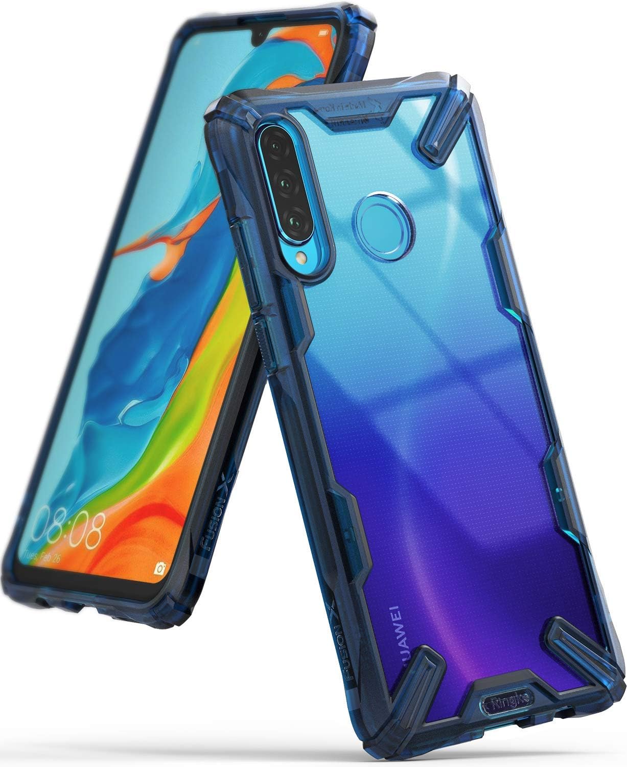 Ringke Fusion-X Designed for Huawei P30 Lite Case Protection Shock Absorption Cover for Huawei P30 Lite, Huawei Nova 4e Case - Space Blue
