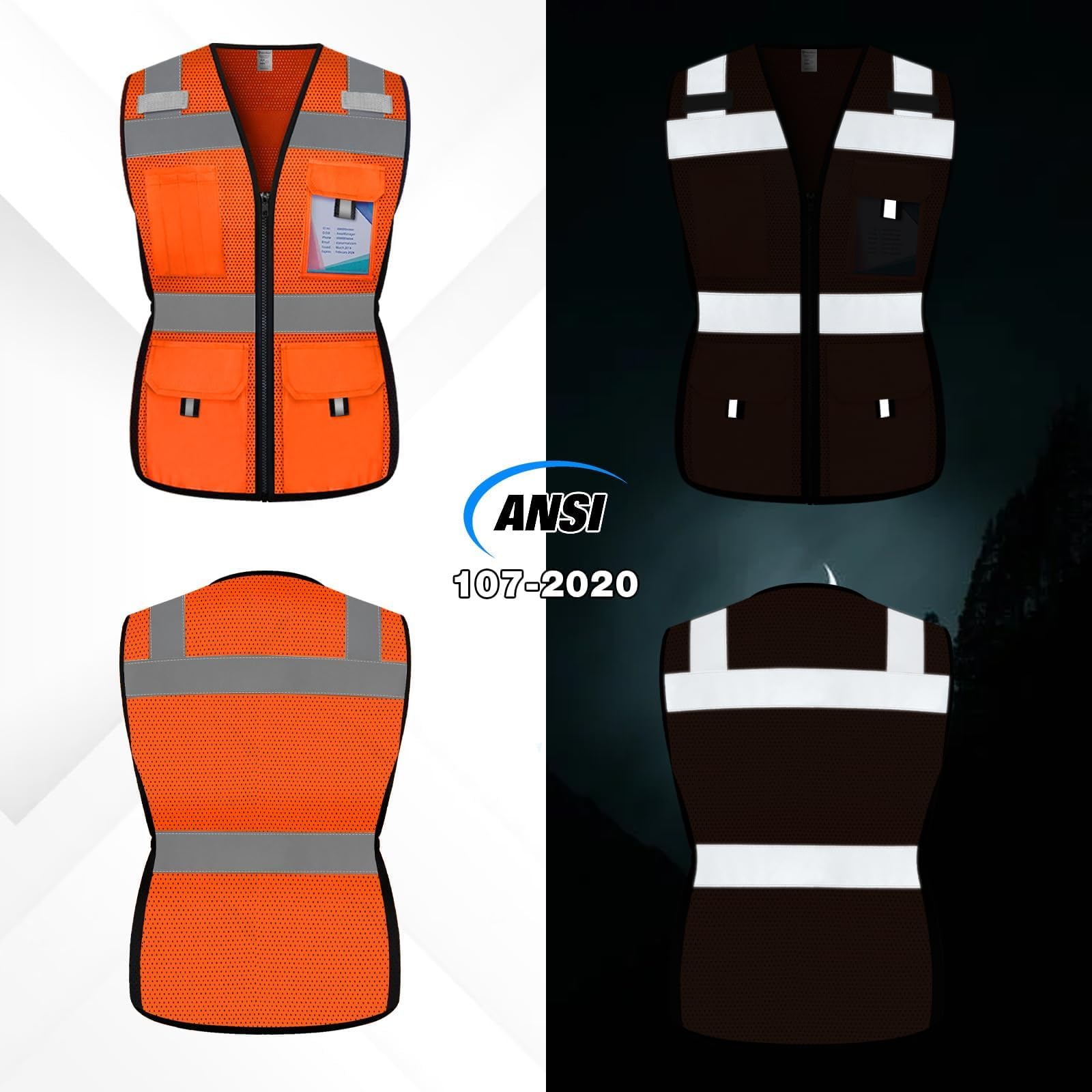 Uno Mejor High Visibility Safety Vest – 9 Pockets, 360° Reflective Strips For Traffic Controllers, Construction & Warehouse