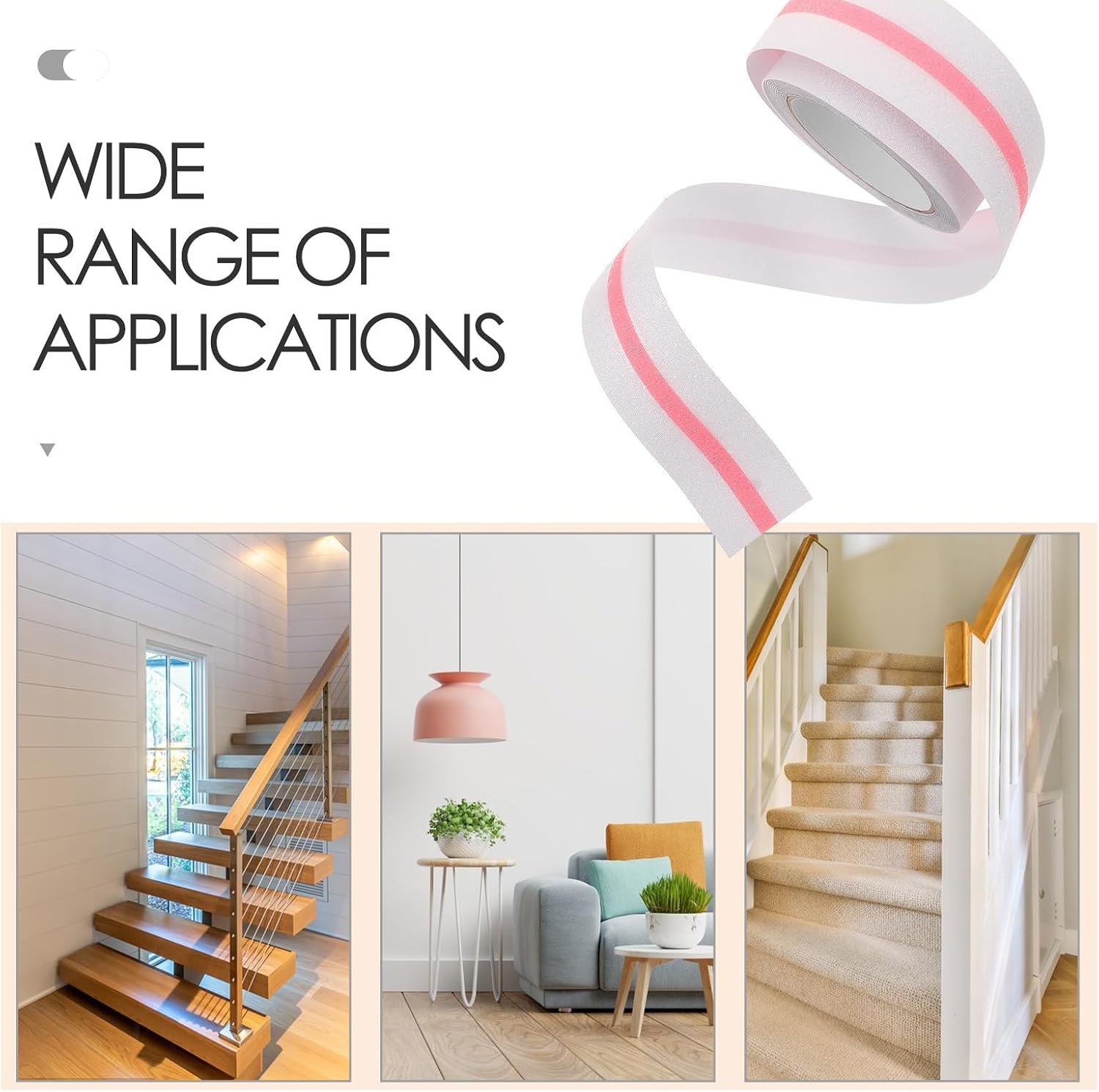 Anti Slip Tape for Stairs, Glow in Dark Non Slip Strips Rubber Pu Traction Tape, 5cm X 5m Pink with Yellow Light for Indoor Stair Safety and Step Protection