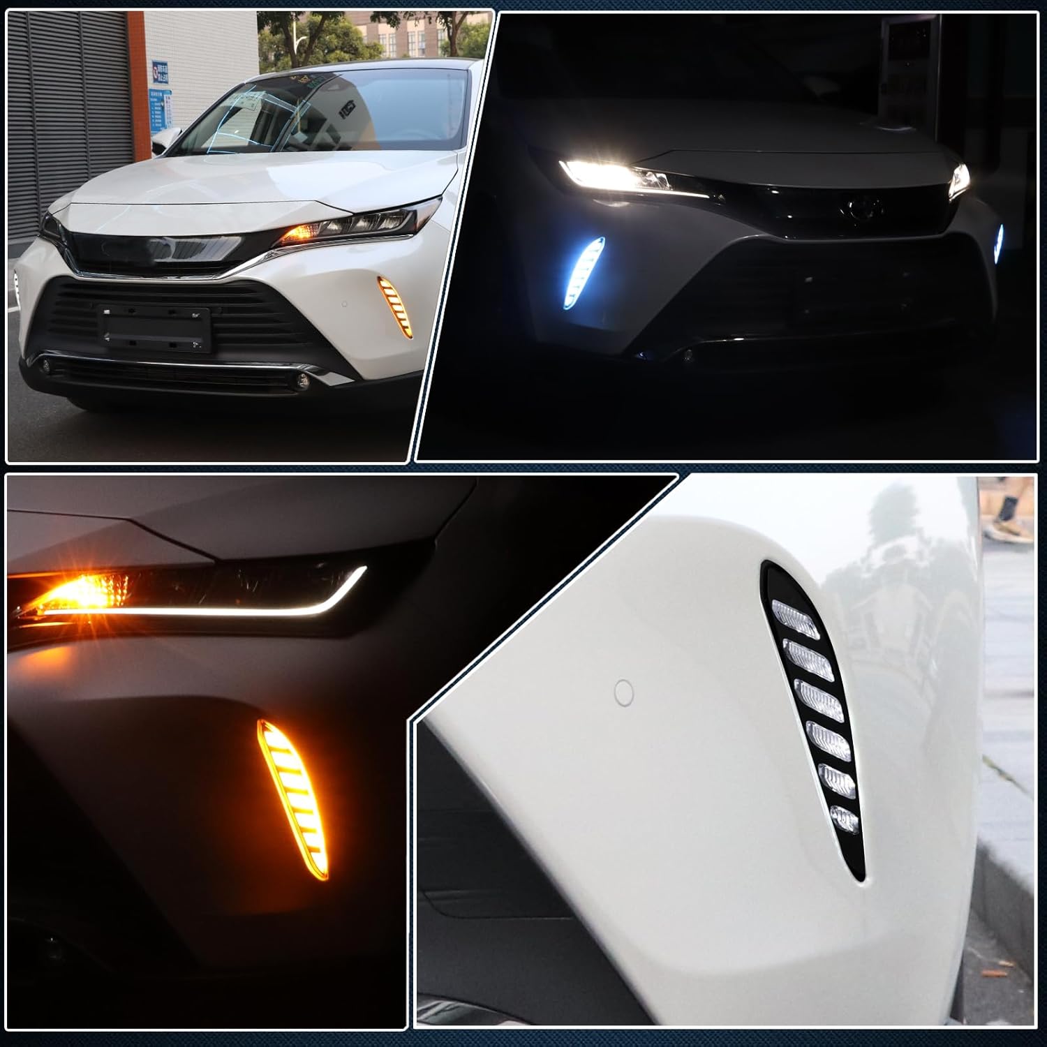 Front Fog Light Bumper Grille Trim kit for Toyota Venza 2021 2022 2023 2024 LE XLE LIMITED,Turn Signal Light & Daytime Running Light,2 PCS