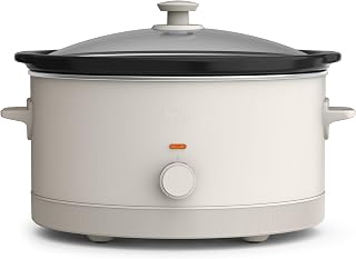 Bella 6 Qt Manual Slow Cooker with PFAS-Free Ceramic Nonstick, 3 Heat Settings, Dishwasher Safe Pot & Lid - Oatmilk