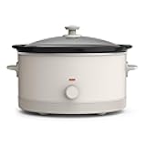 6.0 Qt Manual Slow Cooker, Ceramic Nonstick Coating, 3 Temperature Settings, Dishwasher Safe Stoneware Pot and Tempered Glass Lid, Cool Touch Handles & Tangle Free Cord Wrap, Oatmilk