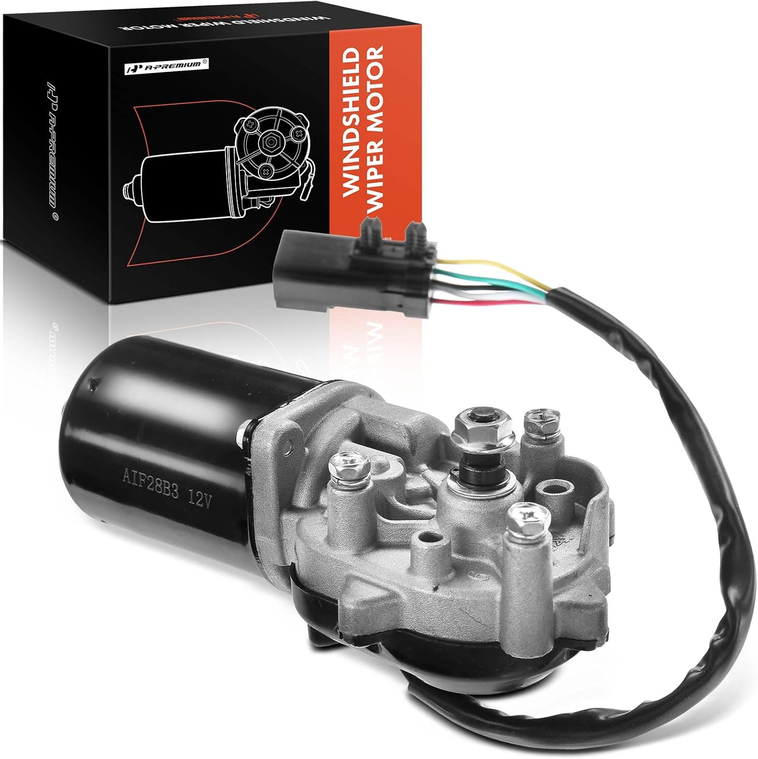 A-Premium Front Windshield Wiper Motor Compatible with Jeep TJ 2003-2006, Wrangler 2003-2006, 2.4L 4.0L, Sport Utility, 5-Pin, Replace# 55156374AC