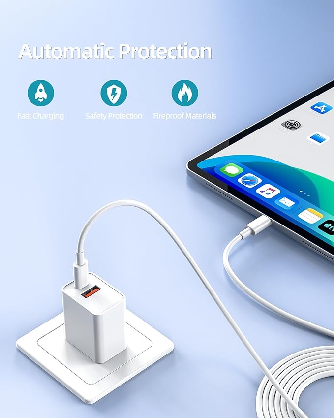 Cargador Rápido 20W MFi para iPad 9na Generación 2021 con Cable 6.6 Pies miniatura 5