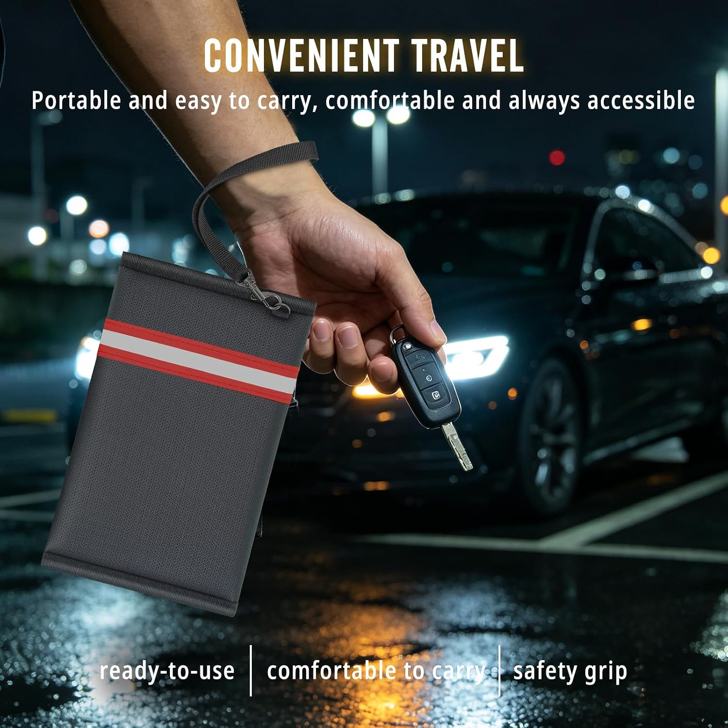 Faraday Bag for Phone & Car Keys, RFID Signal Blocking Pouch, Military-Grade Anti-Tracking Case, Fireproof Waterproof Shockproof Faraday Pouch for Smartphones, Credit Cards & Key Fobs