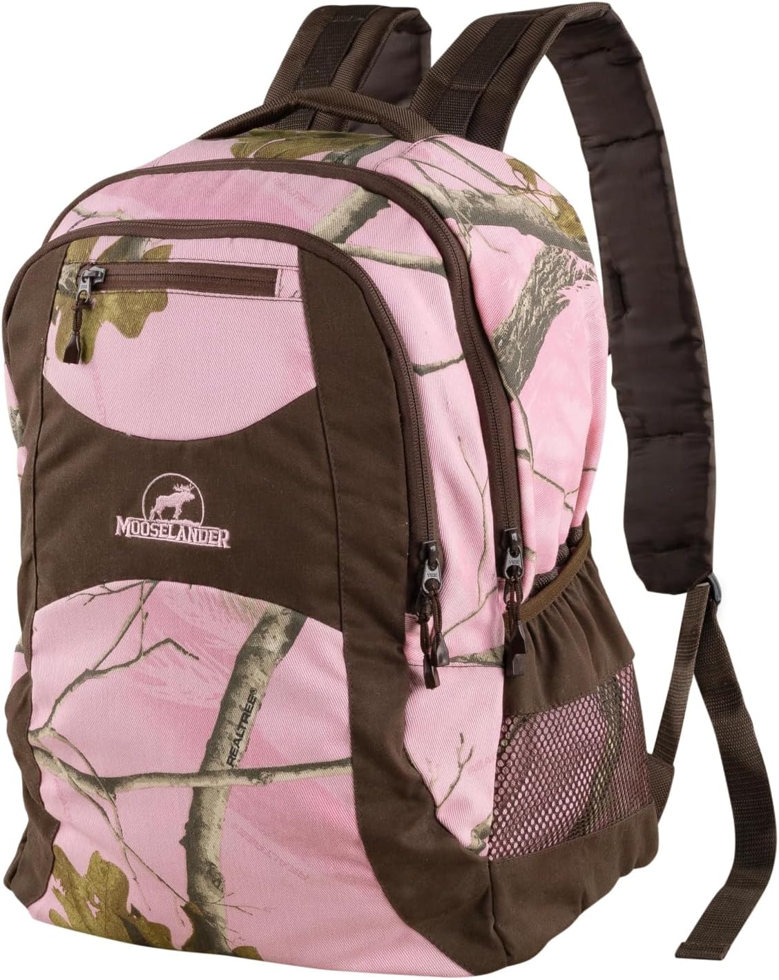 Camo Backpack in Licensed Realtree Prints, Lightweight and Durable Backpack, Hiking and Hunting with YKK Zipper (Xtra Pink/Chocolate)