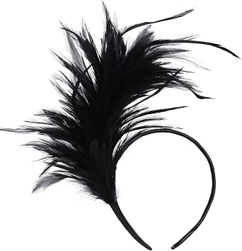 Lystaii 1920s Feathers Fascinator Headband 50s Prom Queen Headpiece for Women Cocktail Wedding Tea Party Gatsby