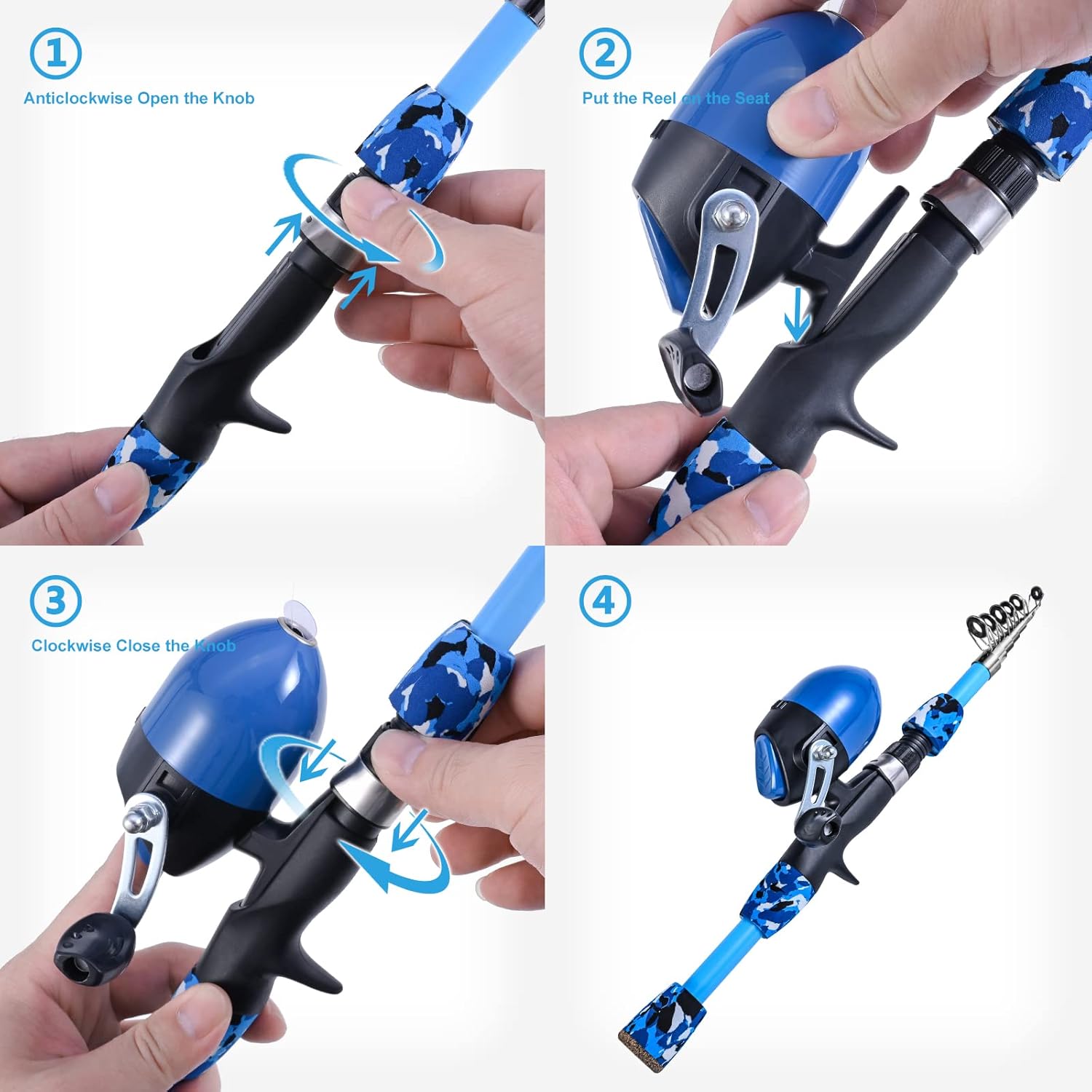 LEOFISHING 170cm/5.6ft Kids Fishing Rod Set Portable Telescopic Kids Fishing Poles with Collasible Chair Fishing Net Carrier Bag and Full Kits for Boys and GirlsBeginner and Youth