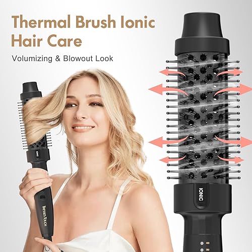 Vista 9 de Cepillo Térmico de 1.5 Pulgadas, Cepillo Redondo Calentado para Efecto de Secado al Aire, Iones Negativos, 5 Ajustes de Temperatura, Cerámica