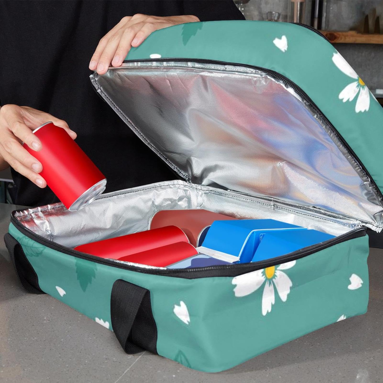 Grand sac à déjeuner isotherme pour homme et femme, double couche, étanche, étanche, réutilisable, sac fourre-tout pour le travail, l'école, le pique-nique, la plage, le camping, les voyages,