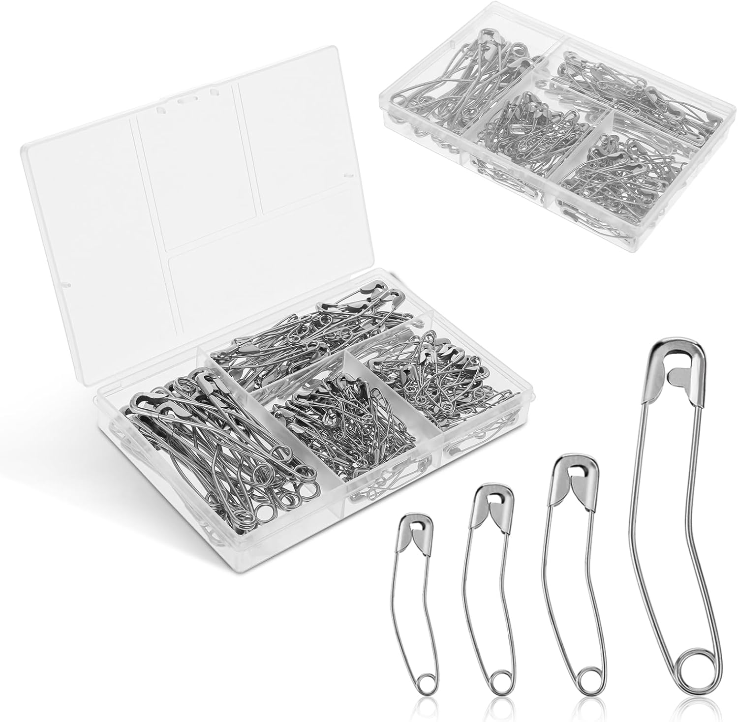 Jeffdad Curved Safety Pins, 160 Pieces Plated Steel Sewing Pins Curved