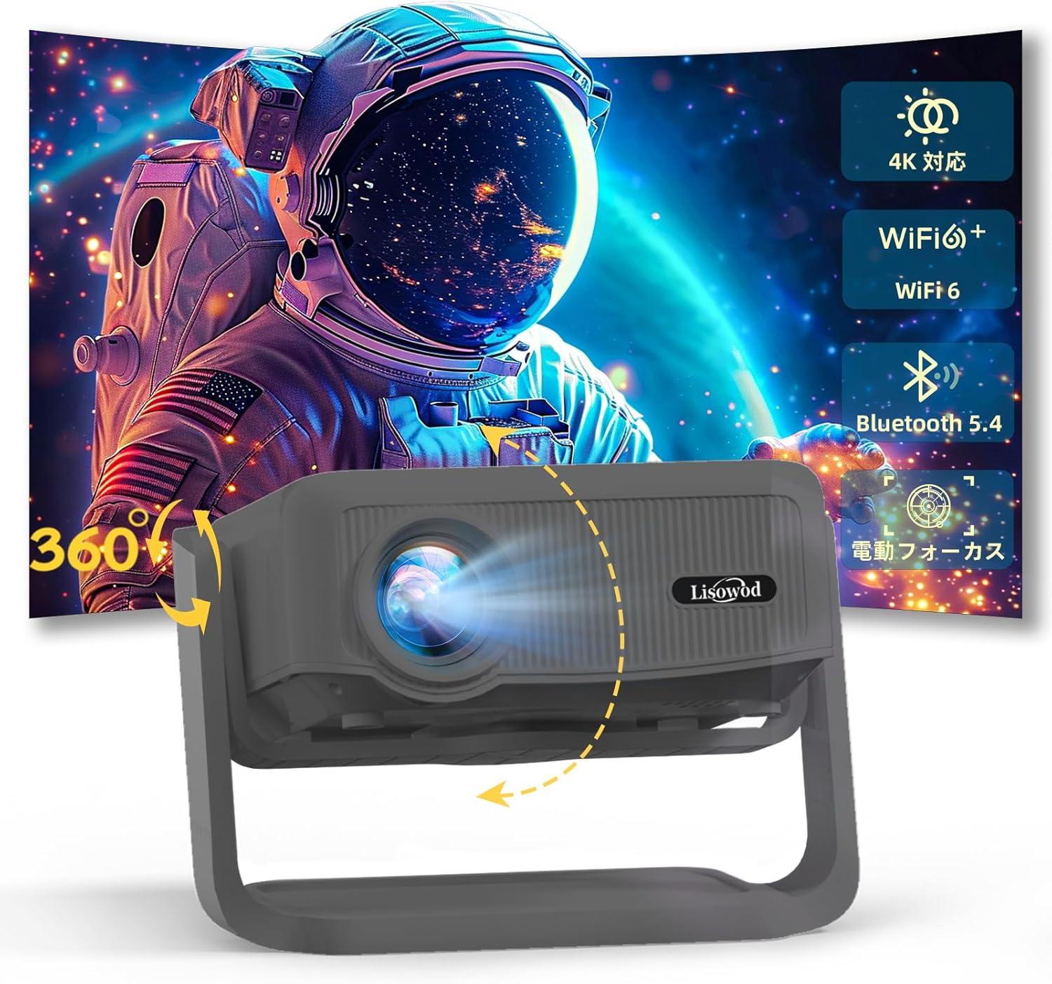 Lisowod 360° Rotating Projector front view