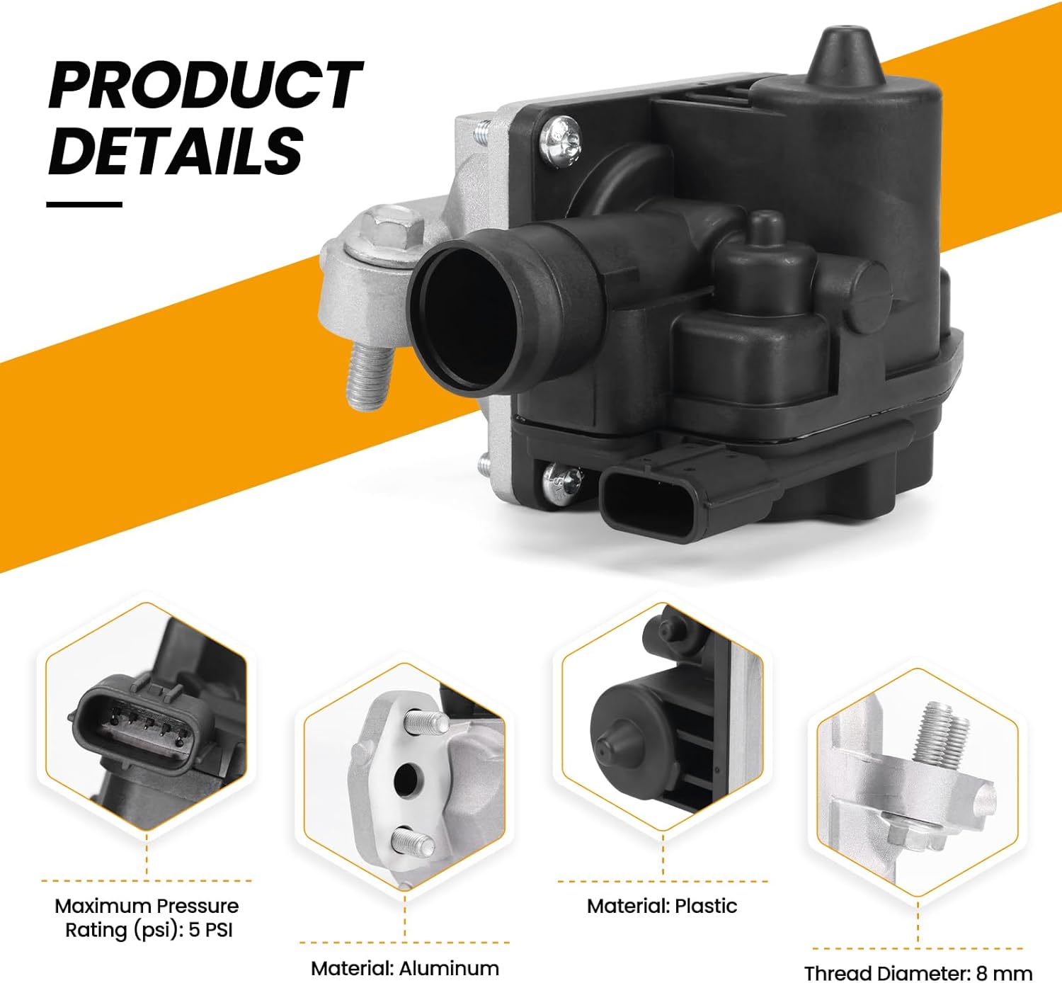 Secondary Air Injection Check Valve 306-056 12639108, Metal, 2-Port, NPT Outlet Compatible with Buick, for Chevrolet, for GMC Models