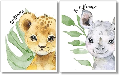 Miniatura 13 de Baby Safari Animals Wall Art Prints - Nursery Decor - Set of 6-8x10 - Jungle Nursery Room Pictures for Baby Girl Boy Kids - Motivational Quotes
