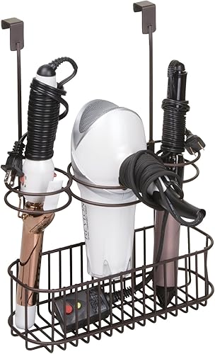 mDesign - Cesta de almacenamiento para secadora de pelo, planchas planas, rizadores, alisadores de pelo, 3 secciones