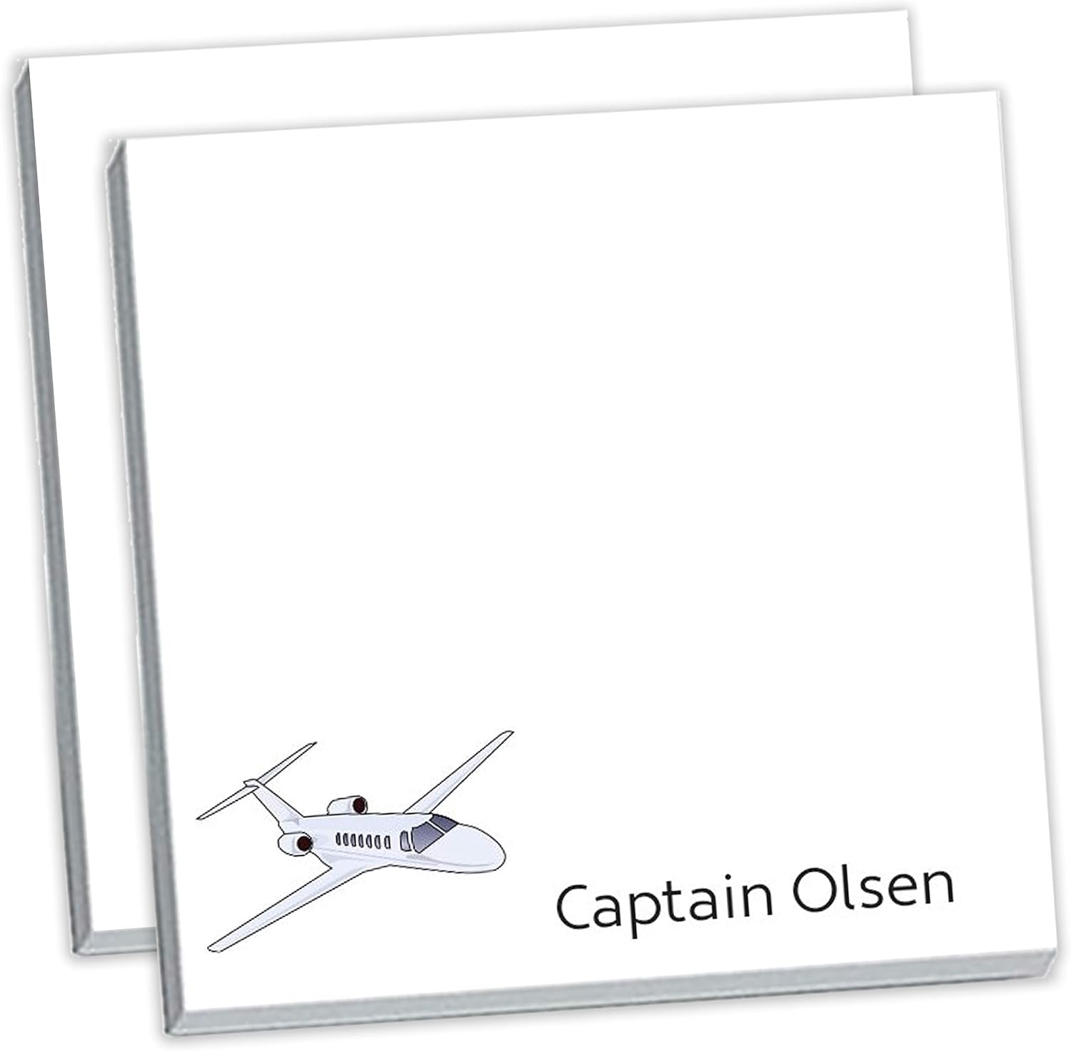 Personalized Airplane Sticky Notes // 3"x3" Custom Text, 50 Sticky Notes per pad, Pilot Gift idea, Plane, Captain, Post, Sticky Note Pads (3)