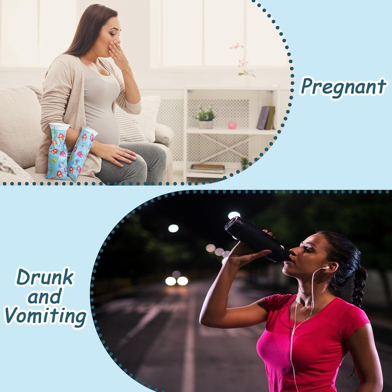 Jetec 48 Pcs Disposable Vomit Bags 1000ml Nausea Emesis Barf Bags for Travel Airline Health Reason Morning Sickness Nausea Puke Car Sick Pregnancy(Fresh Style)