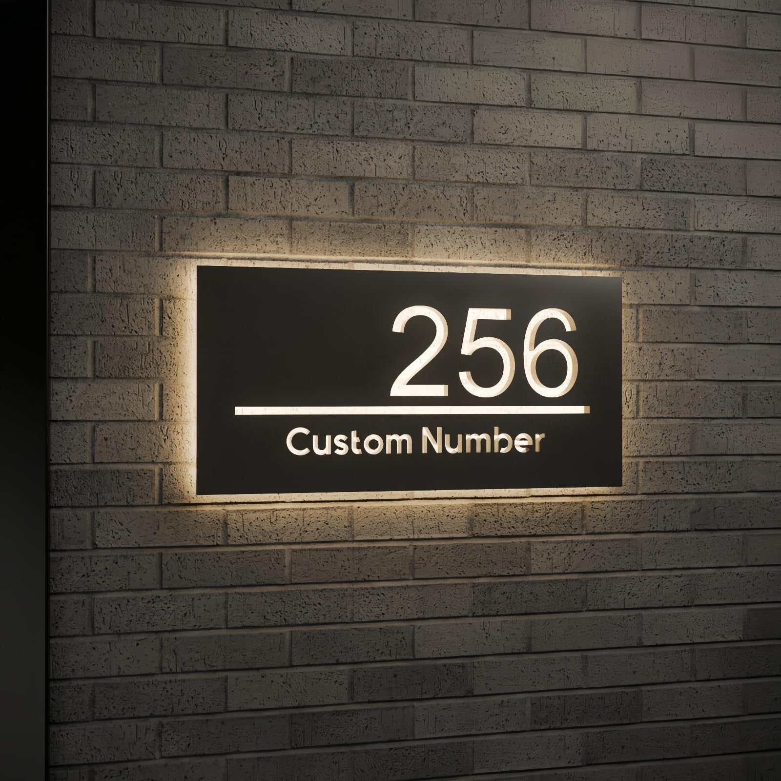 Custom LED House Number Plaque, Acrylic Illuminated House Sign, Personalized 3D Address Plaque, House Number Sign(Warm white,10x20cm)