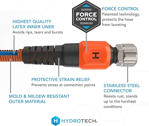 Miniatura 4 de HydroTech Manguera de jardín expandible de 75 pies, serie Pro, 2 caudales máximos, flexibilidad sin torceduras de 34 pulgadas, manguera ligera para