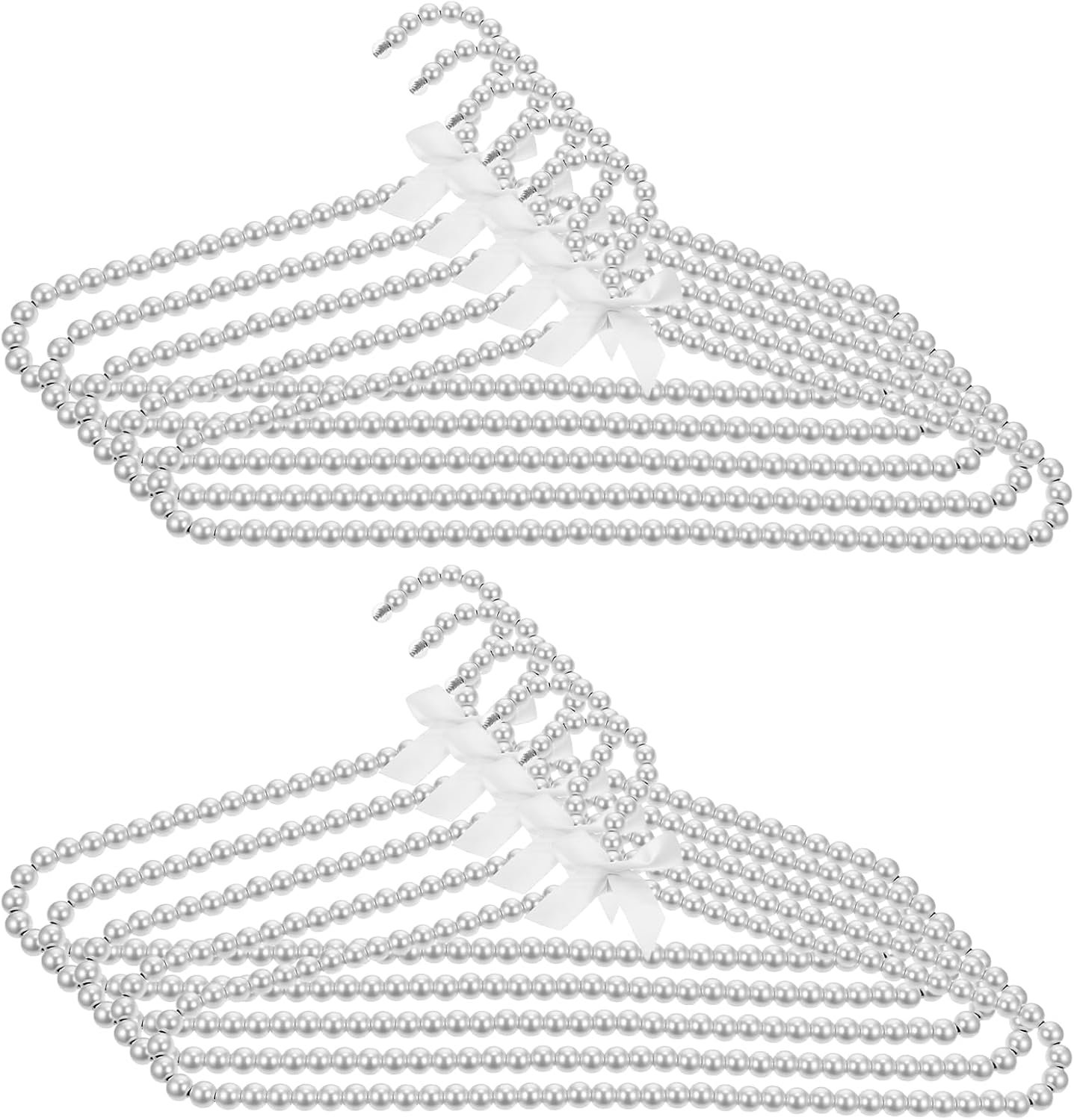 10 Pcs Pearl Clothes Hangers, 15.6 inch Bowknot Metal Elegant Clothes Standard Hanger with Ribbon for Women Bride Wedding Dress Coat Shirt