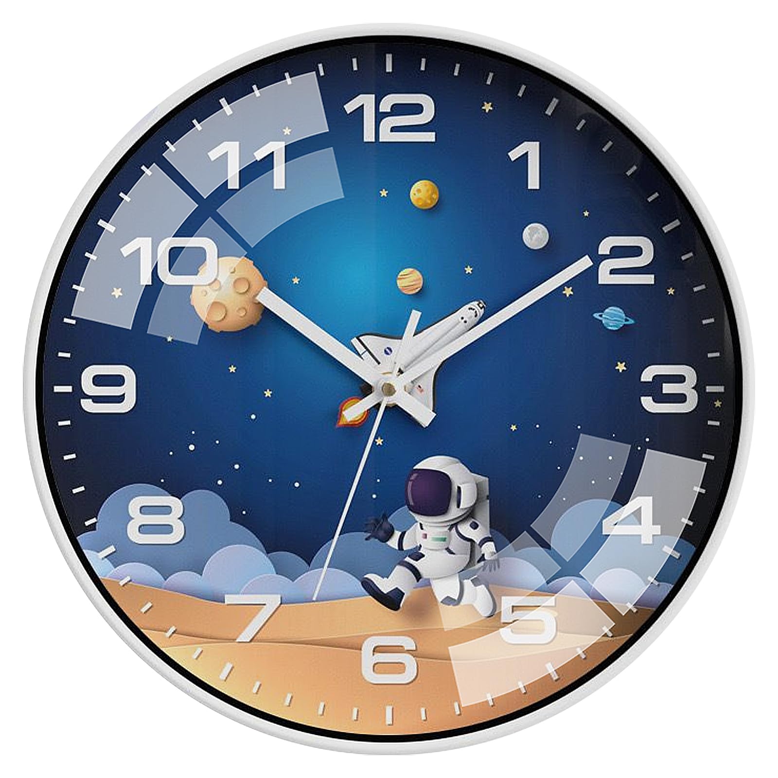 30cm Orologio da Parete per Bambini, Orologio al Quarzo Silenzioso Senza Ticchettio Orologio da Parete per Bambini Astronauta Viaggio Spaziale per camera da letto, aula, cameretta