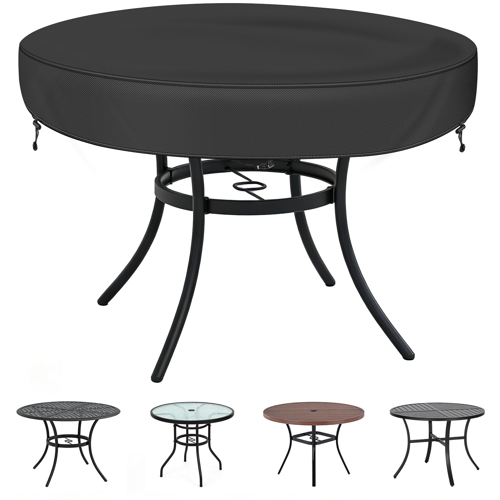 TOHONFOO Outdoor Round Table Cover - Waterproof Anti-UV Round Patio Table Cover - Fits Outdoor Table Up to 46-48 Inch