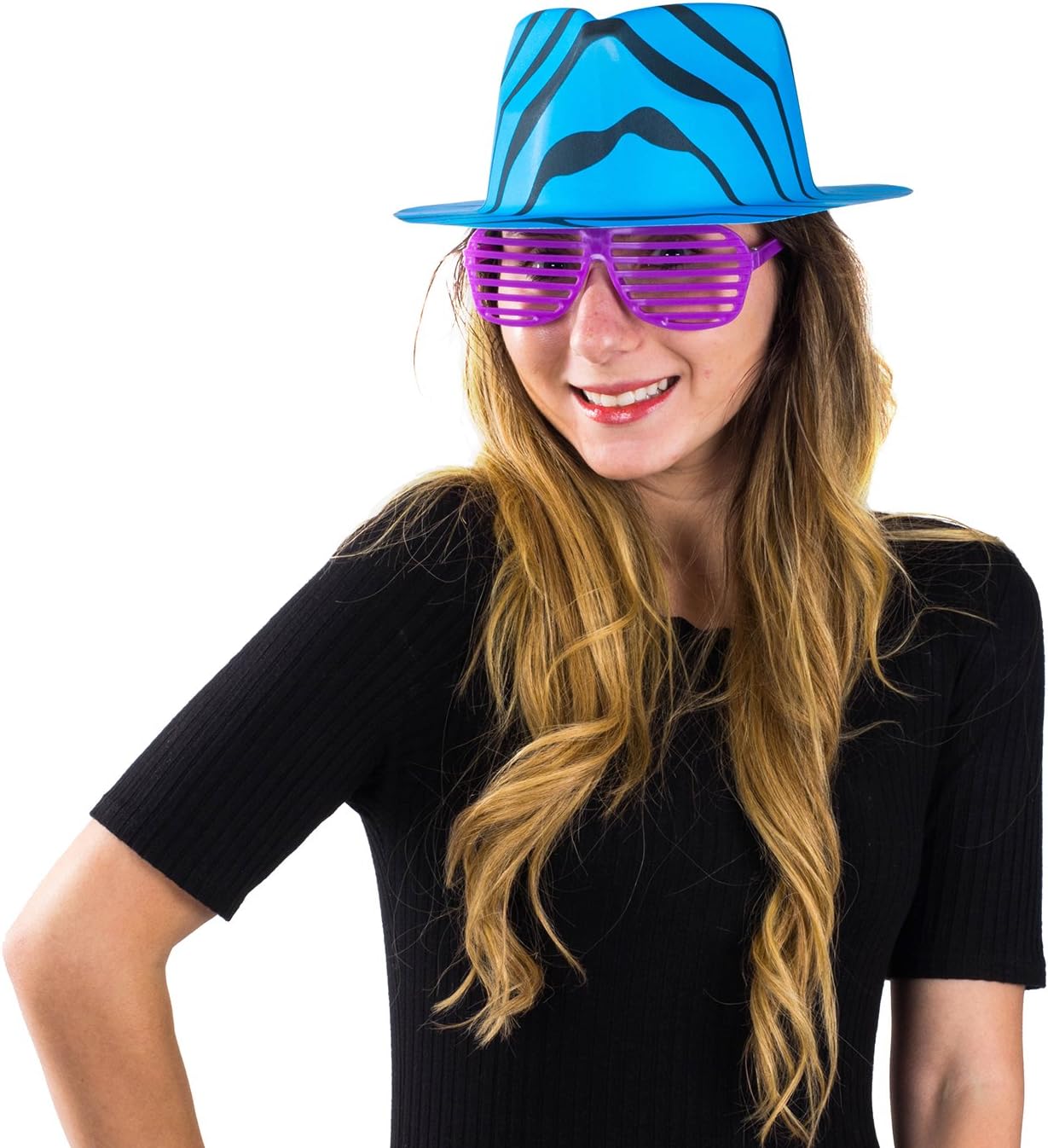 Neon Bright Party Set - 12 Neon Party Hats with 12 Shutter Glasses - Image 4